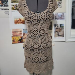 Forever 21 Tan Crochet Mini Dress